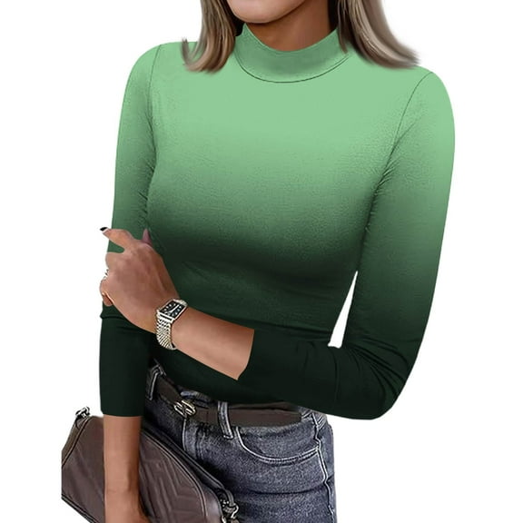 Womens 3/4 Sleeve Shirts Slim Fitted Basic Tee Casual Going Out Tops Underscrubs Fall Clothing Green M