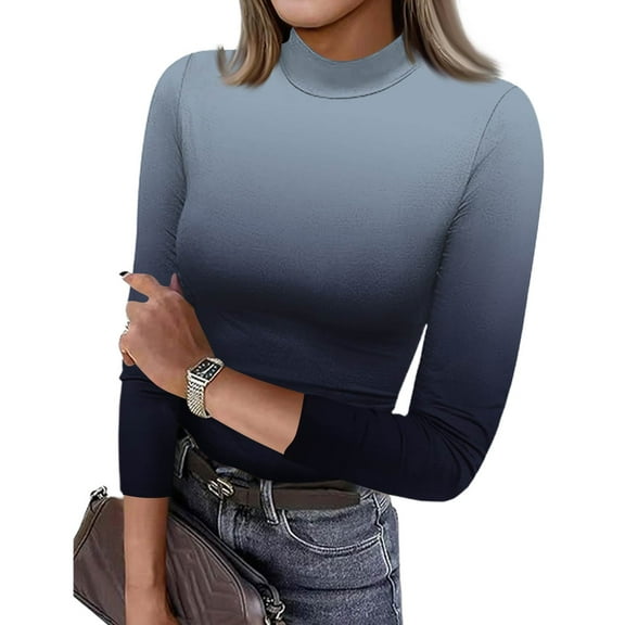 Womens 3/4 Sleeve Shirts Slim Fitted Basic Tee Casual Going Out Tops Underscrubs Fall Clothing Navy XXL