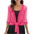 thumbnail image 1 of Womens 3/4 Sleeve Shrug Sheer Mesh Cardigans Tie Front Cropped Lightweight Shawl Top Trendy Dressy Open Front Cardigan Shrugs, 1 of 6