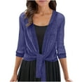 thumbnail image 1 of Womens 3/4 Sleeve Shrug Sheer Mesh Cardigans Tie Front Cropped Lightweight Shawl Top Trendy Dressy Open Front Cardigan Shrugs, 1 of 6