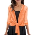 thumbnail image 1 of Womens 3/4 Sleeve Shrug Sheer Mesh Cardigans Tie Front Cropped Lightweight Shawl Top Trendy Dressy Open Front Cardigan Shrugs, 1 of 6