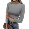 thumbnail image 1 of Womens 3/4 Sleeve T-Shirts Basic Tops 2025 Fall Fashion Outfits Going Out Winter Clothes Light Gray XL, 1 of 3