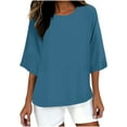 thumbnail image 1 of Womens 3/4 Sleeve T Shirts Plus SizeSolid Color Crew Neck Shirt 3/4 Sleeve Casual, 1 of 4