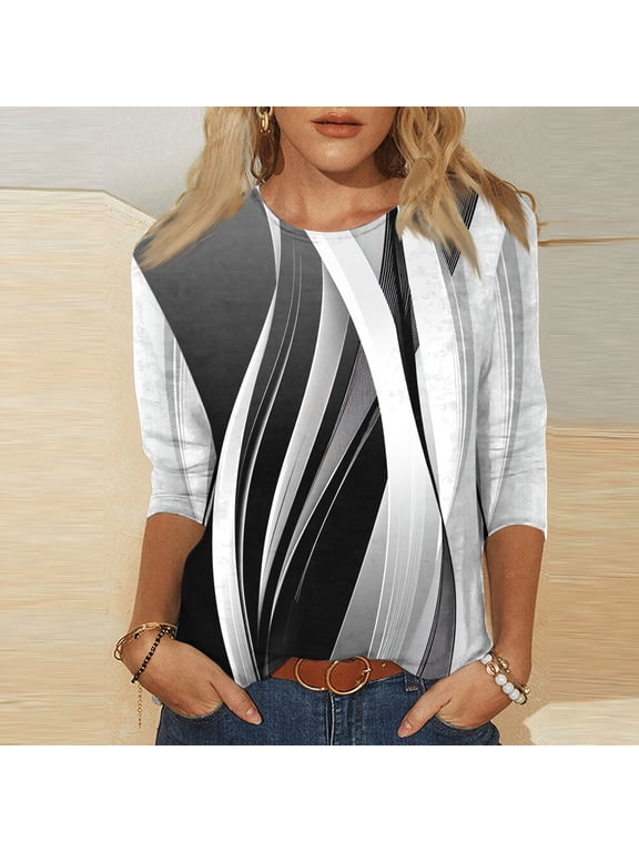 Womens 3/4 Sleeve T Shirts V Neck Womens Tops Dressy Casual Summer Shirts Cotton Womens Summer Tops Trendy Plus Size Oversized Tops for Women my items ordered