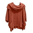 thumbnail image 1 of Womens 3/4 Sleeve Top Crew Neck Pleated Hem Solid Color Shirt Fall Loose Fit Trendy Flowy Comfy Blouse with Pockets S-2XL, 1 of 6