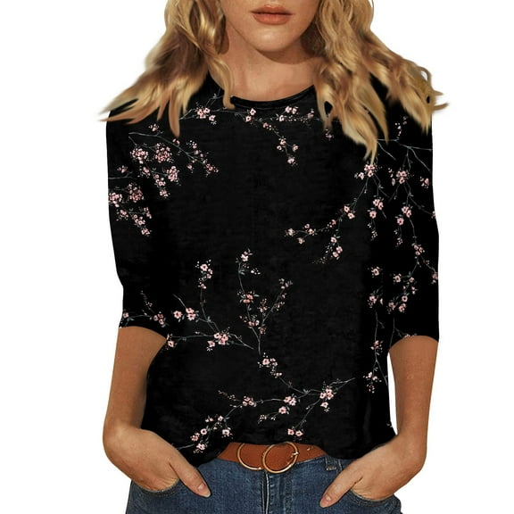 Womens 3/4 Sleeve Tops And Blouses