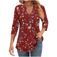 thumbnail image 1 of Womens 3/4 Sleeve Tops Business Casual Blouses V Neck Pleated Shirts Peasant Tunic Tops Dressy Casual Work Outfits, 1 of 3
