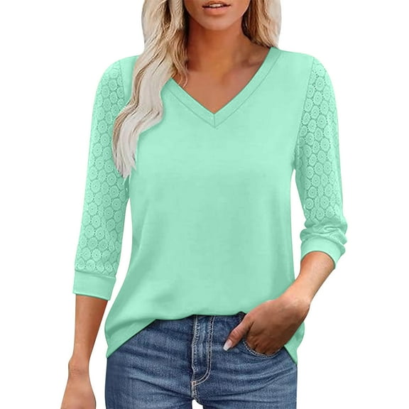 SHE IS Womens 3/4 Sleeve Tops, Fall Shirts for Women Dressy Plus Size Workout Tops for Women Long Sleeve Tight Long Sleeve Blouses for Women Button down Tunic Tops Women