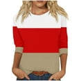 thumbnail image 1 of Womens 3/4 Sleeve Tops Fashion Striped T Shirts Crew Neck Color Block Casual Fall Basic Tees Graphic Tshirts (XL, Orange), 1 of 5