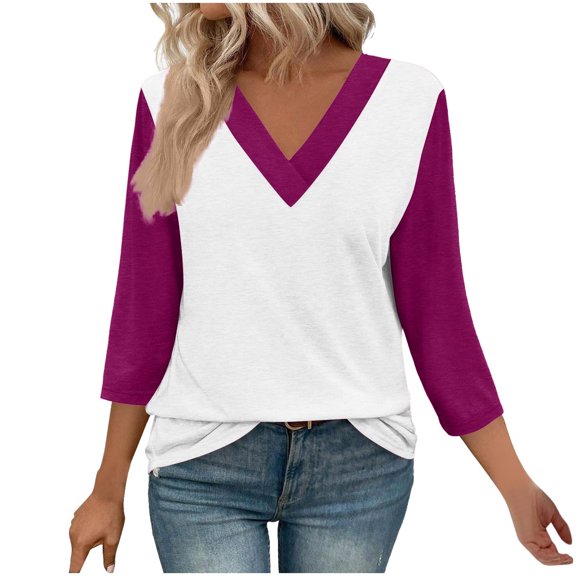 SHE IS Womens 3/4 Sleeve Tops, Floral Shirts for Women Trendy Womens Long Sleeve Tops Casual Cotton Fall Womens Long Sleeve Blouses Casual Womens Tunic Tops 3/4 Sleeve Cotton