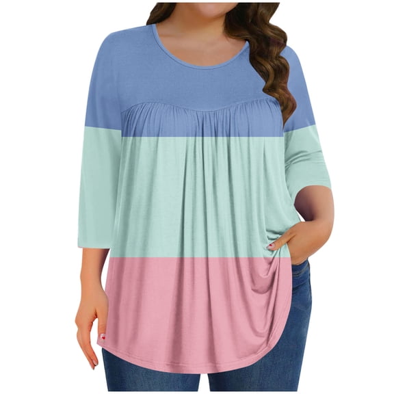 SHE IS Womens 3/4 Sleeve Tops, Flowy Shirts for Women Fall Womens Long Sleeve Tops Casual Fall Womens Blouses Dressy Casual Button up Tunics for Women 2025 3/4 Sleeve