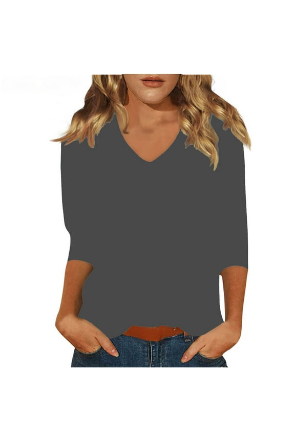 Womens 3/4 Sleeve Tops, Long Shirts for Women Womens Long Sleeve Tops Casual Cotton Blouses for Women Formal Plus Size Tunic Tops for Women Dressy