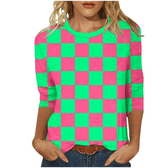 SHE IS Womens 3/4 Sleeve Tops, Long Sleeve Shirts for Plus Size Women Going out Tops for Women College 3/4 Length Sleeve Womens Tops Dressy Basic Tees for Women Pack