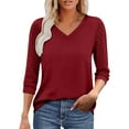 thumbnail image 1 of SHE IS Womens 3/4 Sleeve Tops, Long Sleeve Shirts for Women Black Cute Tops for Women Trendy Going out Womens Blouses for Work Professional Vintage Shirts for Women Trendy, 1 of 6