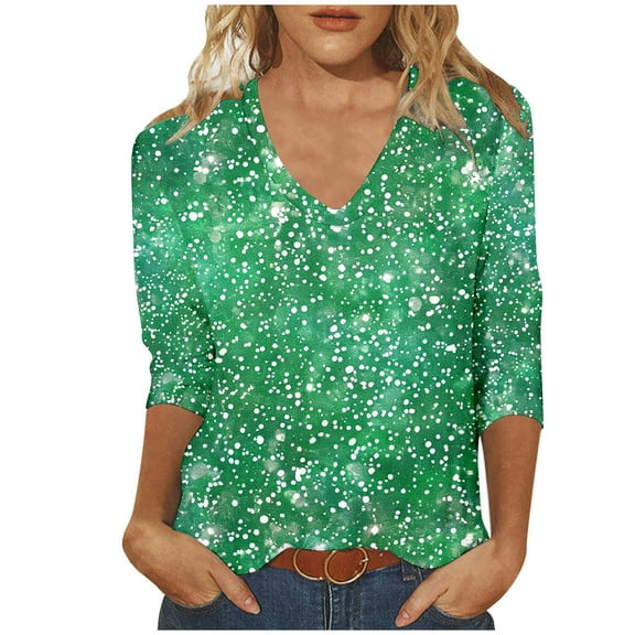 SHE IS Womens 3/4 Sleeve Tops, Long Sleeve Shirts for Women Casual Plus Size Womens Crop Tops Dressy Casual Womens Long Sleeve Blouse White Basic Cotton Tees for Women Oversized