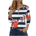 thumbnail image 1 of SHE IS Womens 3/4 Sleeve Tops, Long Sleeve Shirts for Women Casual Plus Size Womens Crop Tops Dressy Womens Blouses Dressy Casual White Basic Tees for Women Loose Fit, 1 of 4