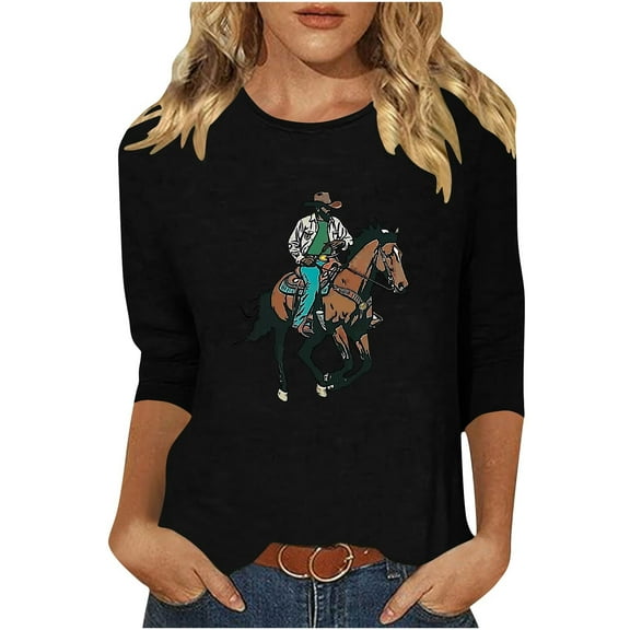 SHE IS Womens 3/4 Sleeve Tops, Long Sleeve Shirts for Women Plus Size Womens Long Sleeve Shirts Plus Size Blouses for Women Long Sleeve Basic Tees for Women Fitted