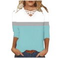 thumbnail image 1 of SHE IS Womens 3/4 Sleeve Tops, Long Sleeve T Shirts for Women Business Tops for Women Plus Womens Long Sleeve Blouses Office Vintage Shirts for Women 1950s, 1 of 4