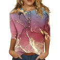 thumbnail image 1 of Womens 3/4 Sleeve Tops Petite Summer Tie Dye Gradient Tunic Women's Tops Crewneck Slim Fit Half Sleeve Oversized T Shirts for Women Plus Size Spring Blouses for Women Dressy Casual Petite, 1 of 5
