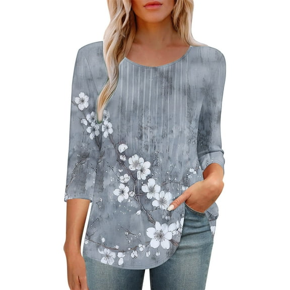 SHE IS Womens 3/4 Sleeve Tops, Plus Size Shirts for Women 3x Workout Tops for Women Long Sleeve Fitted White Blouse for Women Lace Basic Tees for Women Plus