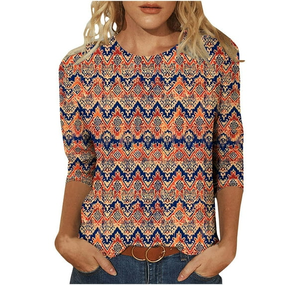SHE IS Womens 3/4 Sleeve Tops, Plus Size Shirts for Women Fall Long Sleeve Tops for Women Womens Blouses Long Sleeve Fall Trendy Shirts for Women 2025 Going out