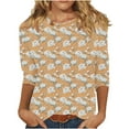 thumbnail image 1 of SHE IS Womens 3/4 Sleeve Tops, Shirts for Women Dressy Casual Crop Tops for Women Trendy Graphic Long Sleeve Blouses for Women V Neck White Basic Fitted Tees for Plus Size Women, 1 of 4