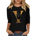 thumbnail image 1 of SHE IS Womens 3/4 Sleeve Tops, Shirts for Women Dressy Casual Hide Tummy Long Sleeve Tops for Women Fall Long Sleeve Blouses for Women Business Casual Workout Tops for Women Graphic, 1 of 3