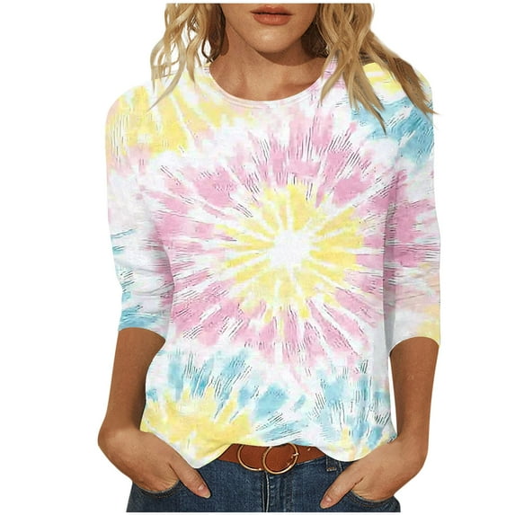 SHE IS Womens 3/4 Sleeve Tops, Shirts for Women Dressy Casual Work Plus Size Graphic Crop Tops for Curvy Women Womens Long Sleeve Blouses Formal Vintage Shirts for Women 1950s