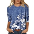 thumbnail image 1 of SHE IS Womens 3/4 Sleeve Tops, Shirts for Women Long Sleeve Cotton Loose Long Sleeve Blouses for Women Dressy Womens Long Sleeve Blouses for Work V Neck Graphic Tees for Women Trendy Cropped, 1 of 4
