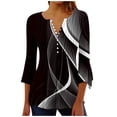 thumbnail image 1 of Womens 3/4 Sleeve Tops V Neck Casual Blouse Printed Shirt Womens Loose Tunic Tops, 1 of 5