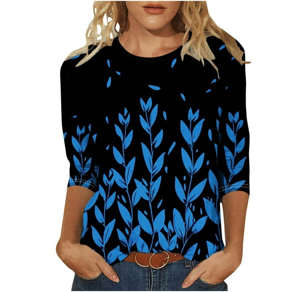 SHE IS Womens 3/4 Sleeve Tops, Women Shirts Long Sleeve 3x Plus Womens Tops Black Dressy Blouses for Women Long Sleeve Formal Workout Tops for Women Padded