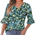thumbnail image 1 of SHE IS Womens 3/4 Sleeve Tops, Women Shirts Long Sleeve Cute 2x Womens Long Sleeve Tops Cotton V Neck White Blouse for Women 3/4 Sleeve Tunic Tops Women Dressy, 1 of 5
