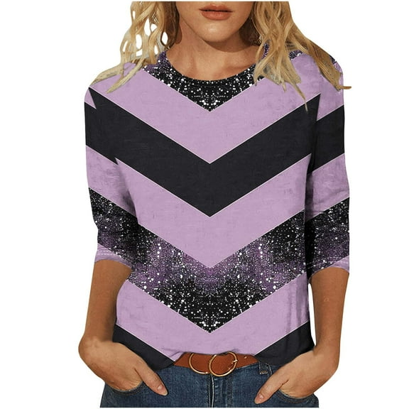 SHE IS Womens 3/4 Sleeve Tops, Women Shirts Long Sleeve Cute Dressy Tops for Women Trendy Fall Y2k Blouses for Women Long Sleeve Business Basic Cotton Tees for Women Fitted