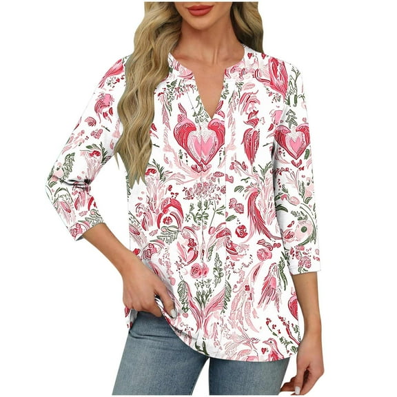 SHE IS Womens 3/4 Sleeve Tops, Women's Long Sleeve Shirts Pack Pullover Tops for Women Long Sleeve Womens Blouses Long Sleeve Fall Basic Long Sleeve Crew Neck Tees for Women
