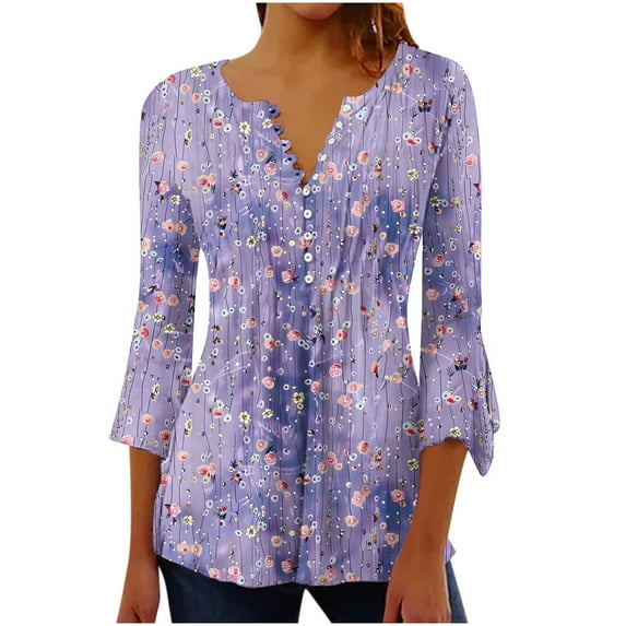 Womens 3/4 Sleeve Tops Women's Tops Long Sleeve Shirts for Women Blouses for Women Business Casual Sales Today Clearance Items