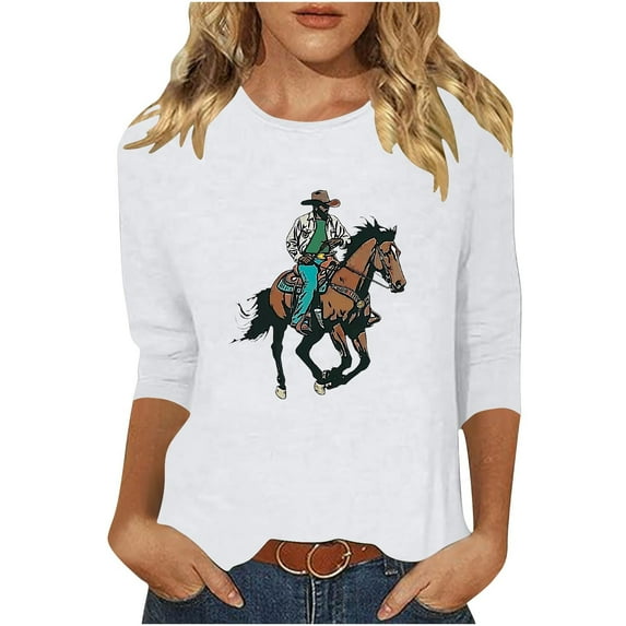 SHE IS Womens 3/4 Sleeve Tops, Womens Long Sleeve T Shirts Cotton Loose Fit Womens Tops Casual 3/4 Sleeves Womens Long Sleeve Blouses for Older Women Tunics for Women 2025 Plus Size