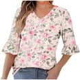 thumbnail image 1 of SHE IS Womens 3/4 Sleeve Tops, Womens Long Sleeve T Shirts Graphic Womens Long Sleeve Tops Casual Plus Size Casual Blouses for Women Fall Tunics for Women 2025 Long Sleeve, 1 of 6