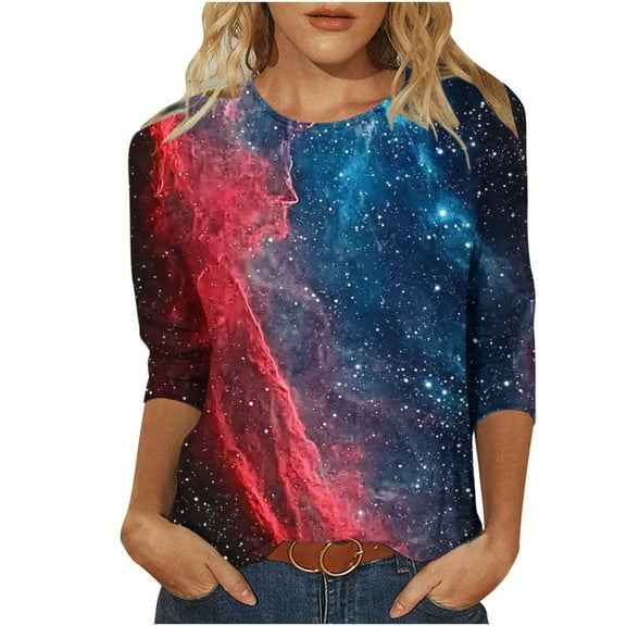 SHE IS Womens 3/4 Sleeve Tops, Womens Long Sleeve V Neck T Shirts Plus Size Business Tops for Women Fall Blouses for Women Dressy Casual Sexy Trendy Shirts for Women Fall