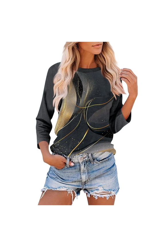 Womens 3/4 Sleeve Tops and Blouses Womens Summer Tees Loose Womens Tops Dressy T Shirts for Women Graphic Plus Size my items ordered