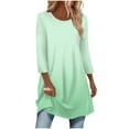 thumbnail image 1 of Womens 3/4 Sleeve Tunic Tops, Long Length Shirts for Women Fall Fashion Loose Fit Ombre Tie Dye Crewneck T-Shirts, 1 of 5