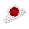 thumbnail image 1 of Rosec Jewels Certified Lab Grown Ruby Bridal Ring Set for Women - Ruby Engagement Ring with Wedding Band - AAAA Quality, 925 Sterling Silver, US 4.00, 1 of 8