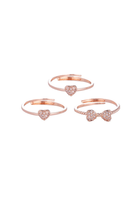Womens 3 In 1 Clover Detachable Ring Rose Gold Silver 3 Piece Set Natural Zircon Fashion Jewelry Everyday Chic