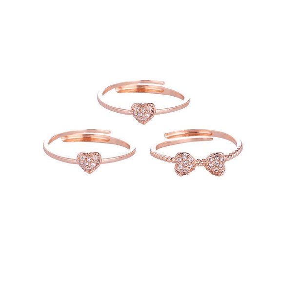 Womens 3 In 1 Clover Detachable Ring Rose Gold Silver 3 Piece Set Natural Zircon Fashion Jewelry Everyday Chic