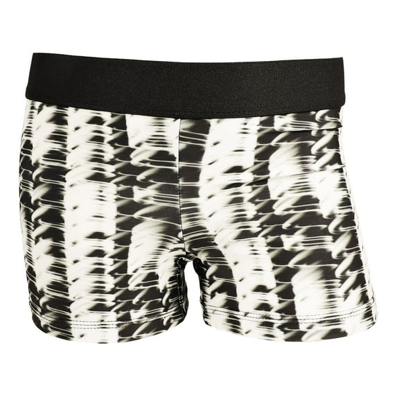 Womens 3 Inch Spandex Compression Shorts (Black and White Bounce, Large)