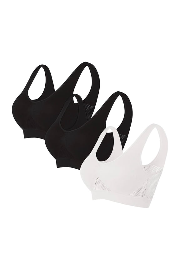 Womens 3 Pack Bras, Seamless Wireless Bras for Women Full Coverage Push Up Bra Comfortable No Underwire Bralettes with Support and Lift for Older Women S-5XL