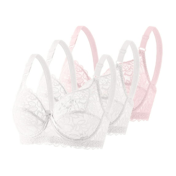 Womens 3 Pack Everyday Bras, Lace Bras for Women Bralettes with Underwire Full Coverage Sexy Push Up Deep V Bra Everyday Lingerie 36-44