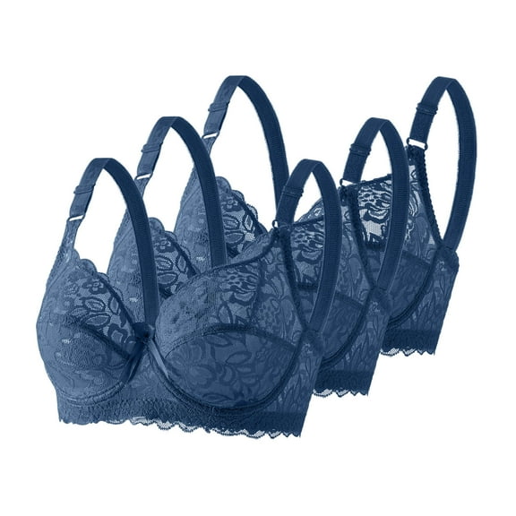 Womens 3 Pack Everyday Bras, Minimizer Bras for Women Full Coverage Seamless Unlined Lace Bra with Underwire Support for Large Breasts, T-Shirt Bra 36-44