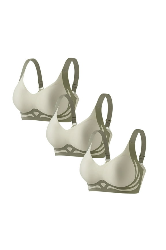 Womens 3 Pack Everyday Bras, Powerful Push up Seamless Bra Caralush Lushfitting Wireless Bra No Underwire Full Coverage Support Anti Sagging Bra M-3XL