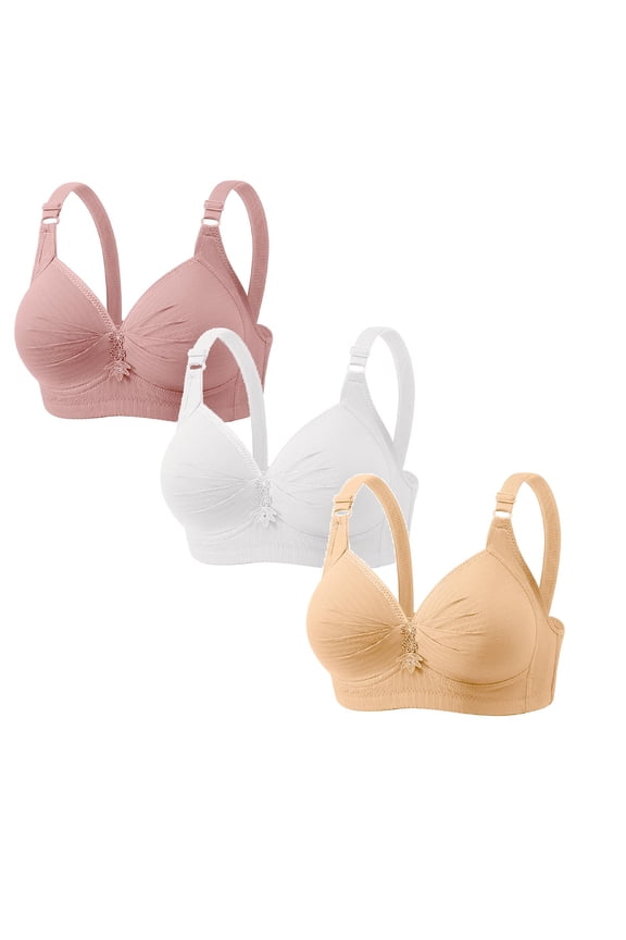 Womens 3 Pack Everyday Bras, Push Up Bras for Women Add 2 Cups Lace Cleavage Extra Padded Plunge Bra Underwire S-3XL