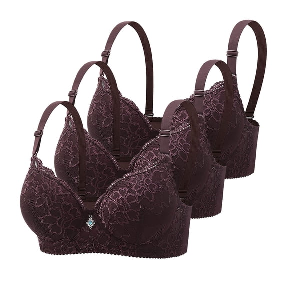Womens 3 Pack Everyday Bras, Push Up Bras for Women Add 2 Cups Sexy Lace Cleavage Extra Padded Plunge Bra Underwire S-3XL